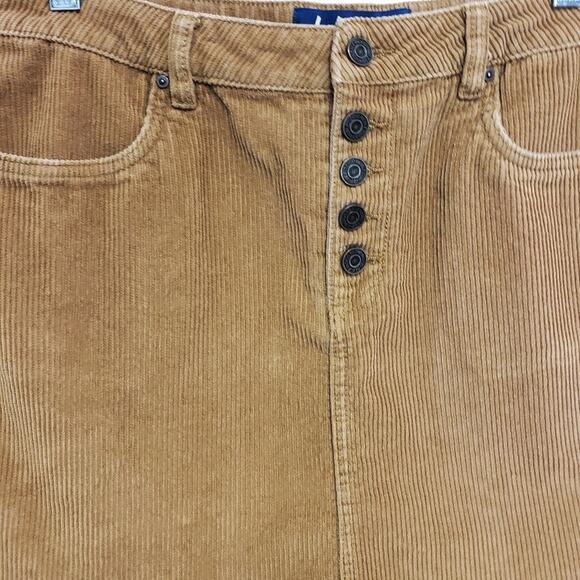 INDIGO Rein Golden Brown  Corduroy mini skirt size 13/30 button fly raw hem - Picture 8 of 9
